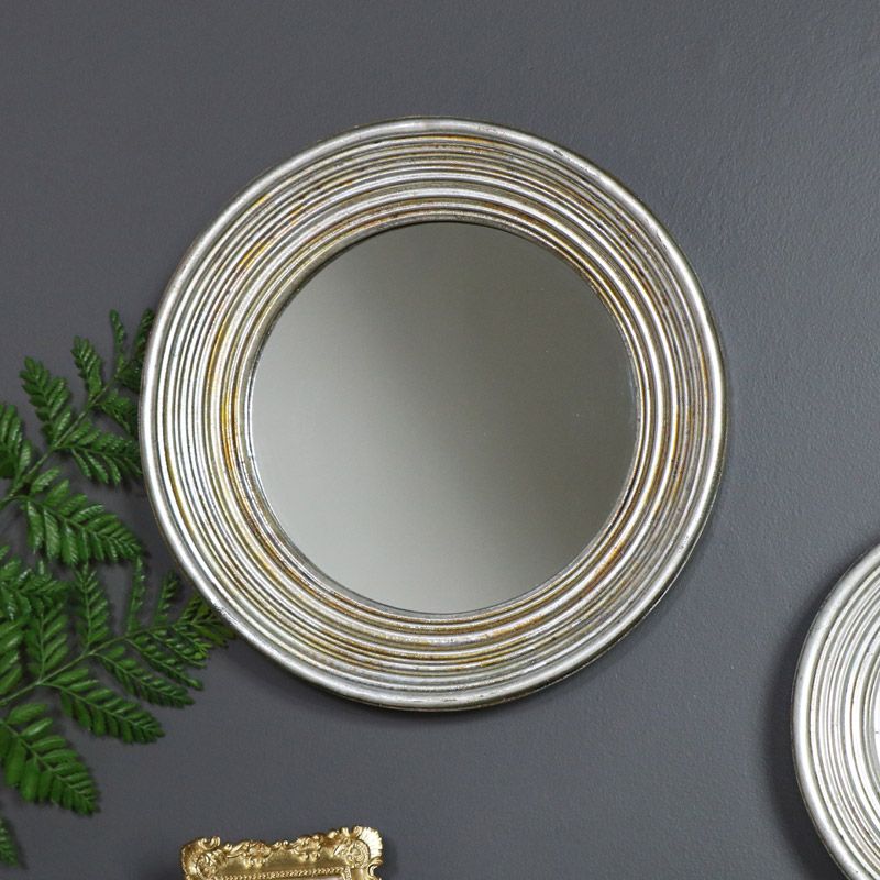 Large Antiqued Round Silver Wall Mirror – Melody Maison® Pertaining To Antique Silver Round Wall Mirrors (View 4 of 15)