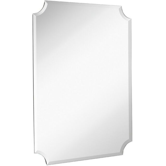 Large Beveled Scalloped Edge Rectangular Wall Mirror | 1 Inch Bevel In Polygonal Scalloped Frameless Wall Mirrors (View 7 of 15)