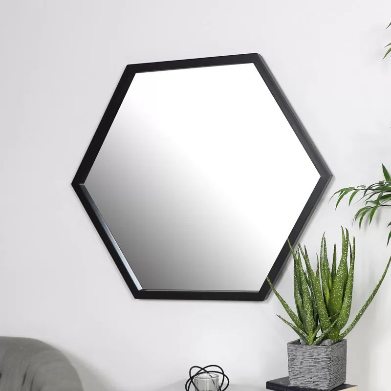 Large Black Hexagon Mirror | Hexagon Mirror, Accent Mirrors, Mirror For Gia Hexagon Accent Mirrors (View 10 of 15)