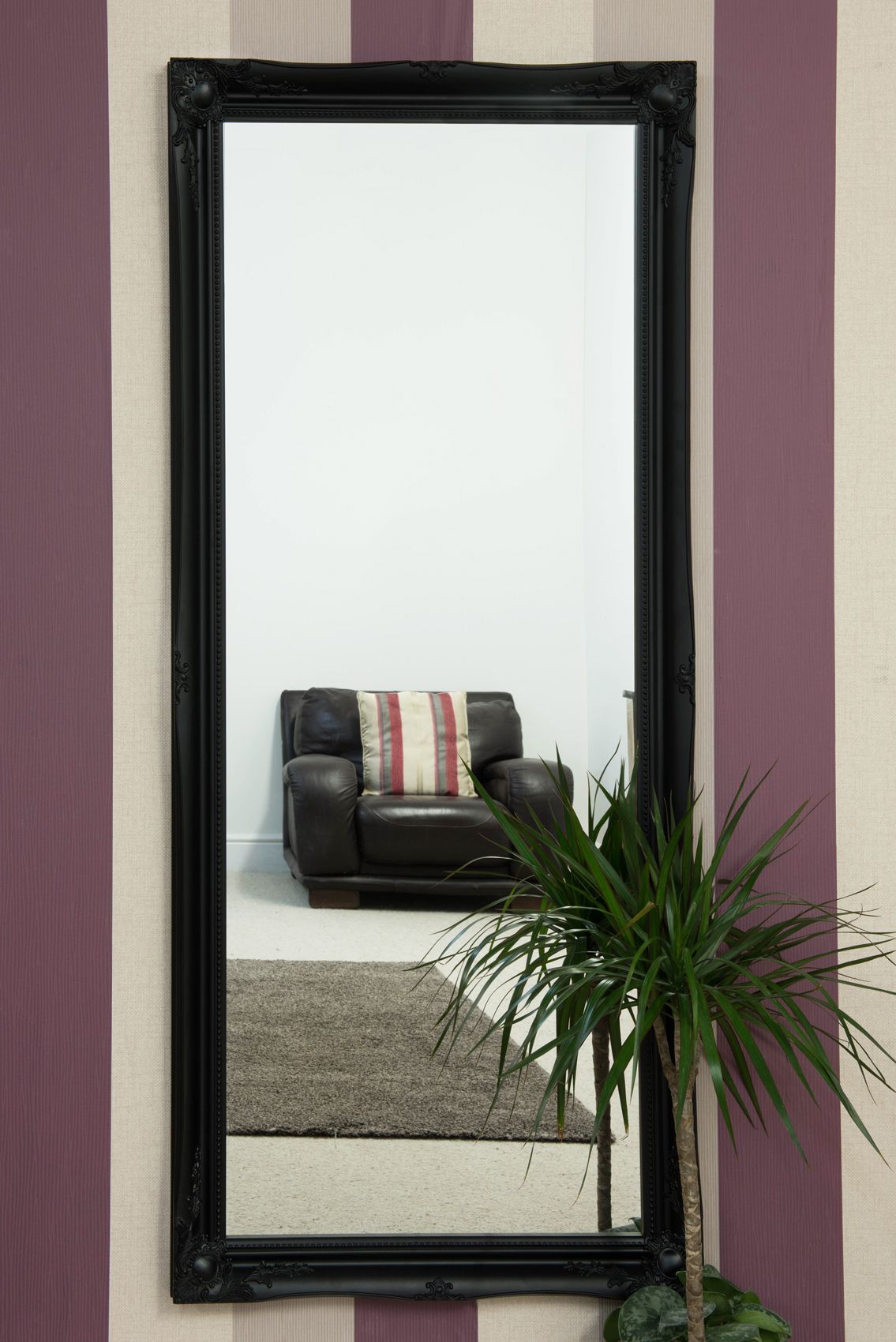 Large Black Shabby Chic Full Length Big Wall Mirror 5ft6 X 2ft6 165cm X With Full Length Wall Mirrors (View 12 of 15)