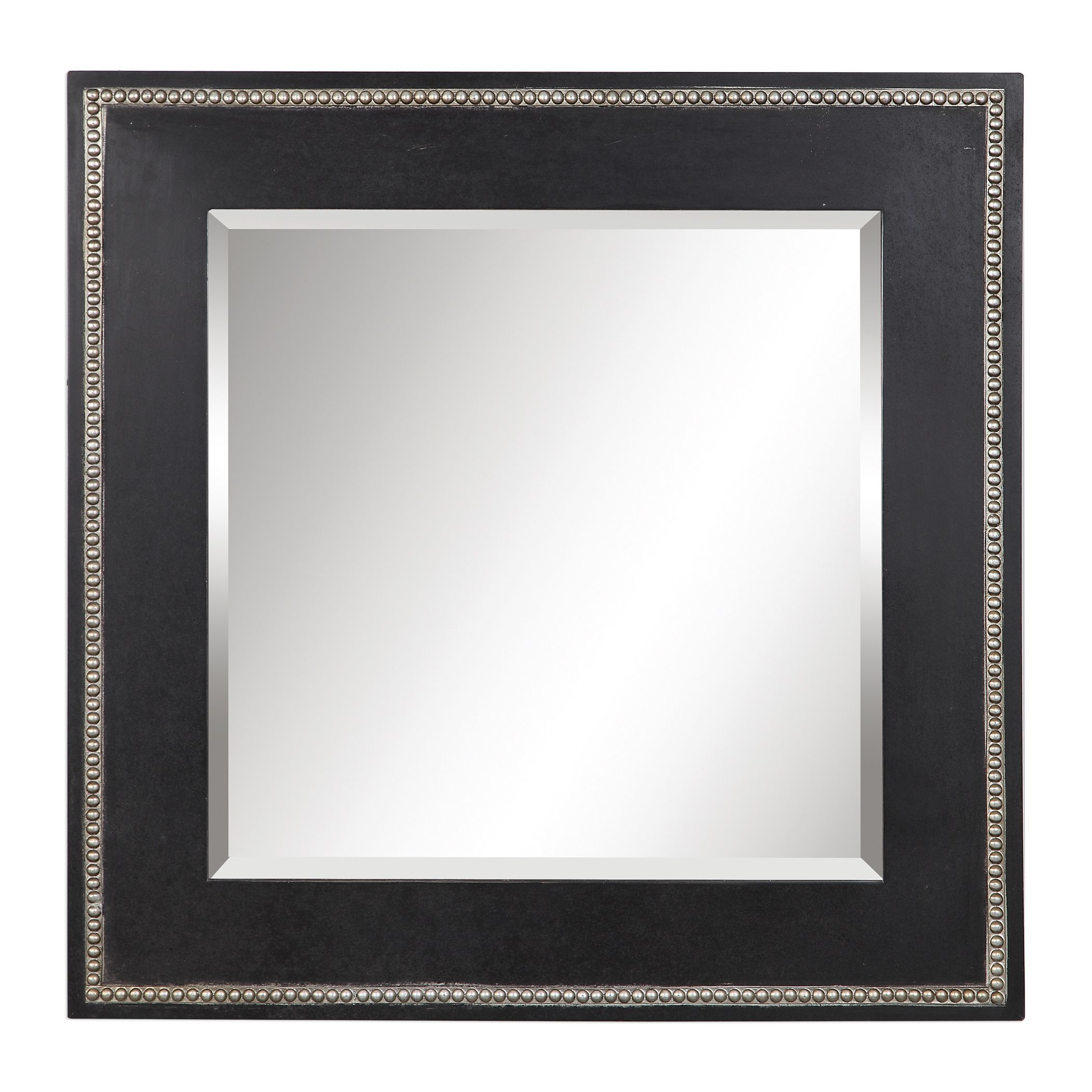Large Black Square Beveled Wall Mirror Contemporary Style Traditional Regarding Gingerich Resin Modern & Contemporary Accent Mirrors (View 8 of 15)