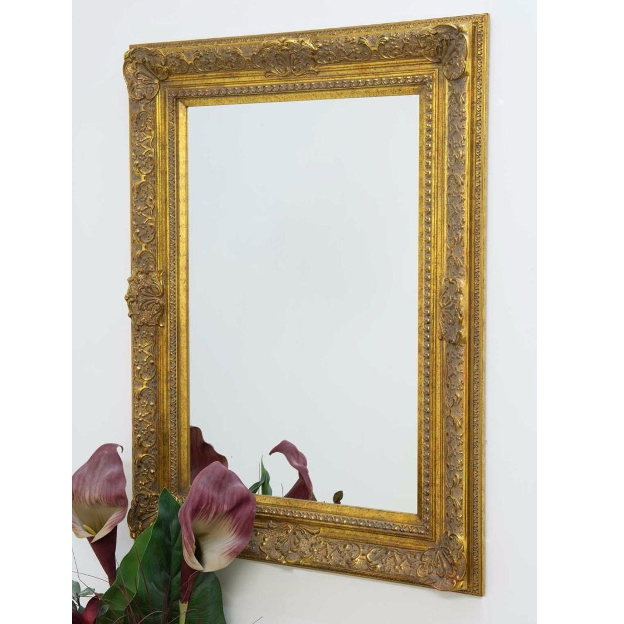 Large Decorative Ornate Gold Antique French Style Wall Mirror – French With Regard To Antique Gold Scallop Wall Mirrors (View 3 of 15)