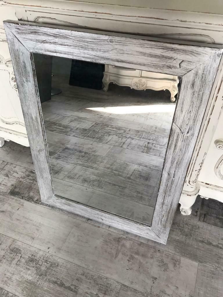 Large Distressed Silver Leaf Mirror | In Waterlooville, Hampshire | Gumtree In Linen Fold Silver Wall Mirrors (View 9 of 15)