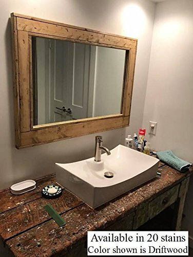 Large Framed Herringbone Reclaimed Wood Mirror Bathroom | Etsy | Wood Throughout Natural Wood Grain Vanity Mirrors (View 10 of 15)