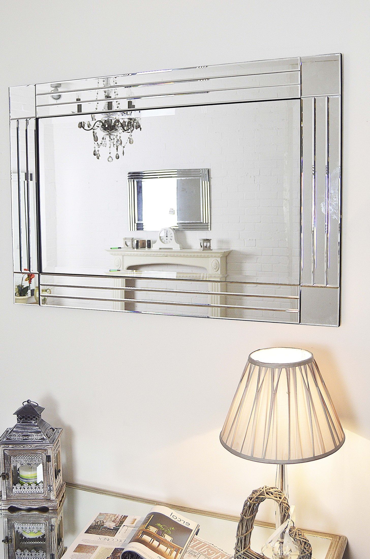 Large Frameless Beveled Mirror | Home Design Ideas Inside Tetbury Frameless Tri Bevel Wall Mirrors (View 6 of 15)