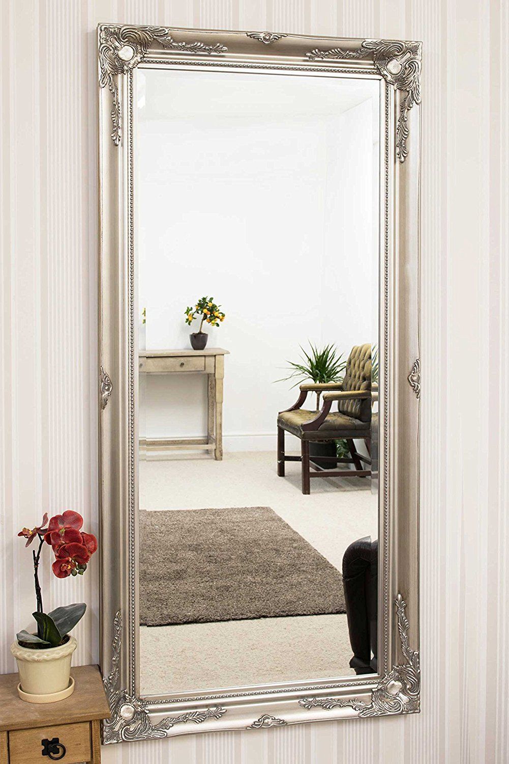 Large Full Length Leaner Classic Ornate Styled Silver Mirror 5ft7 X Regarding Full Length Wall Mirrors (View 2 of 15)