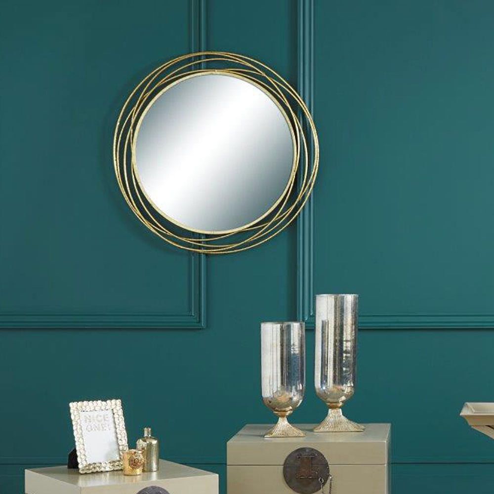 Large Gold Framed Round Wall Mirror|gold Wall Mirror – Candle And Blue Throughout Gold Black Rounded Edge Wall Mirrors (View 12 of 15)