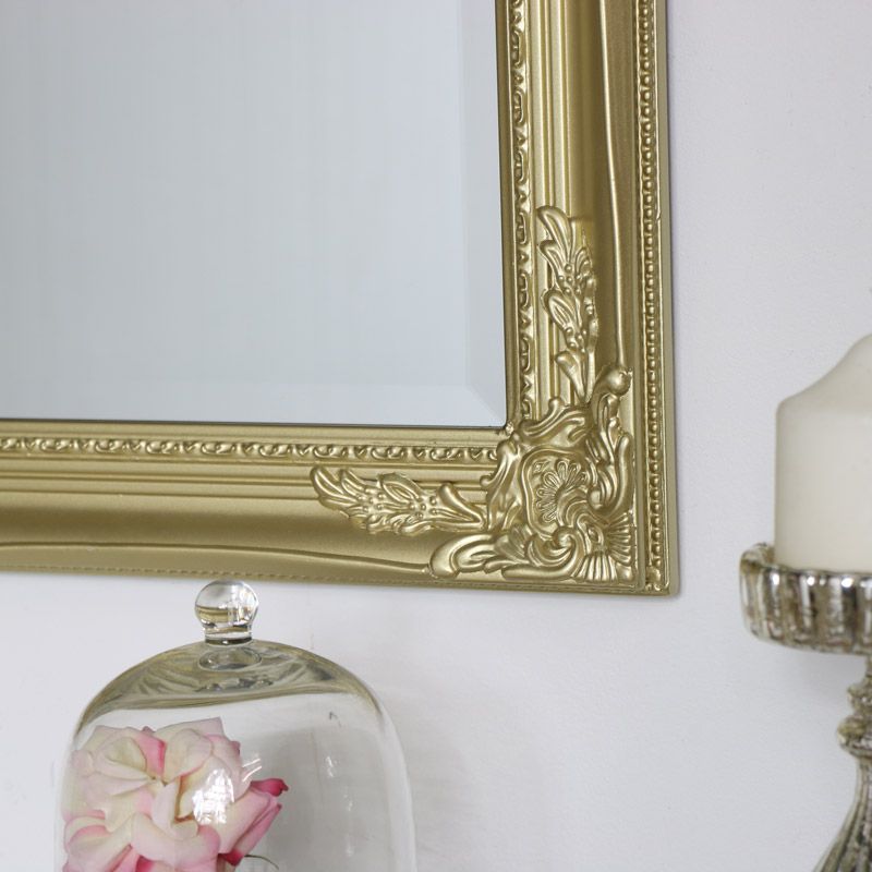 Large Ornate Gold Wall Mirror 82cm X 62cm Regarding Gold Square Oversized Wall Mirrors (View 7 of 15)