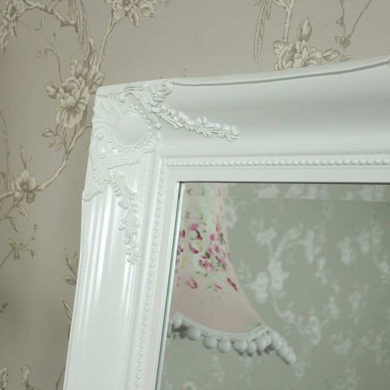 Large Ornate White Gloss Wall/floor Mirror – Melody Maison® With Glossy Blue Wall Mirrors (Photo 11 of 15)