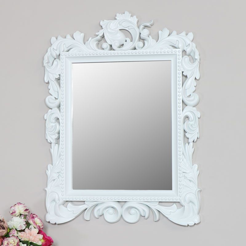 Large Ornate White Wall Mirror 58cm X 78cm Within White Wall Mirrors (View 13 of 15)