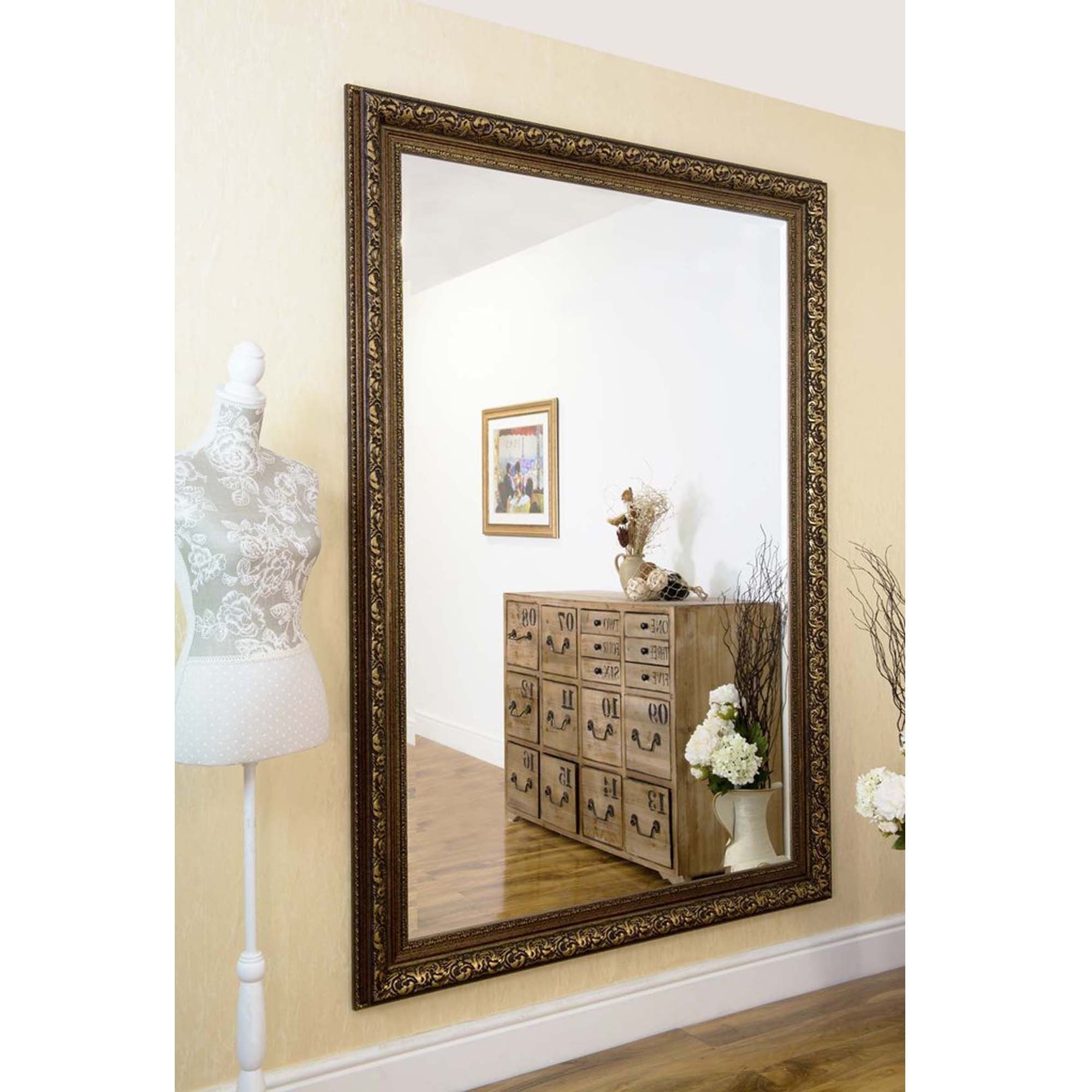 Large Rectangular Antique French Style Bronze Wall Mirror | Hd365 Inside French Brass Wall Mirrors (View 12 of 15)