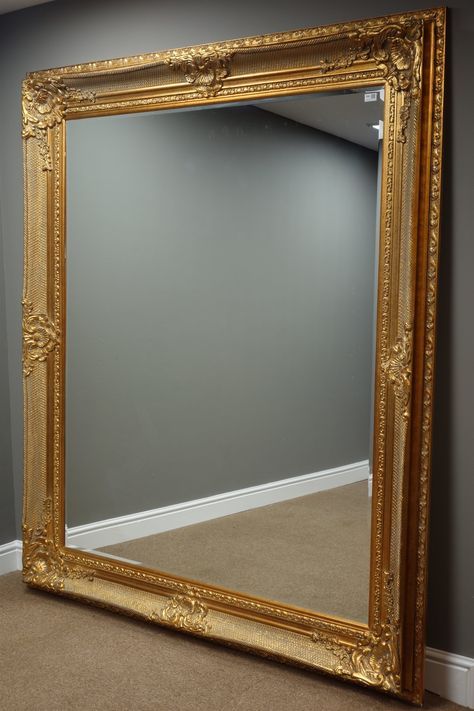 Large Rectangular Bevelled Edge Wall Mirror In Ornate Swept Gilt Frame Inside Gold Metal Framed Wall Mirrors (View 11 of 15)