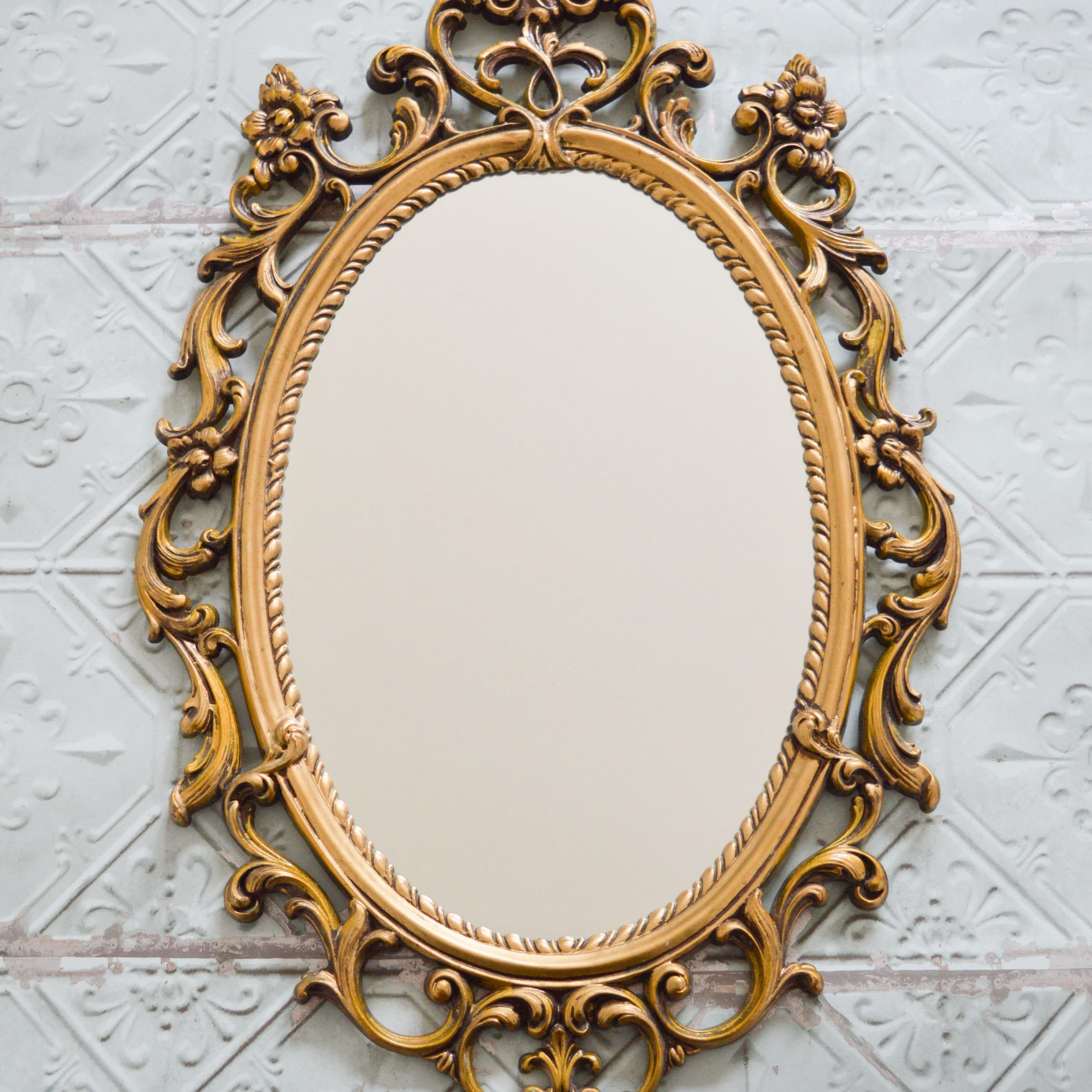 Large Rococo Mirror, Vintage French Baroque Gold Mirror, Oval Baroque Intended For Oval Metallic Accent Mirrors (View 1 of 15)