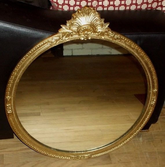 Large Round Antique Victorian Gold Ornate Wall Mirror With Antique Iron Round Wall Mirrors (View 10 of 15)