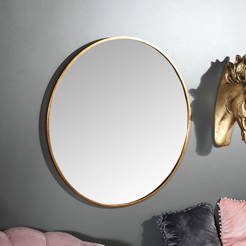 Large Round Gold Framed Wall Mirror 80cm X 80cm | Flora Furniture Within Gold Rounded Corner Wall Mirrors (View 4 of 15)
