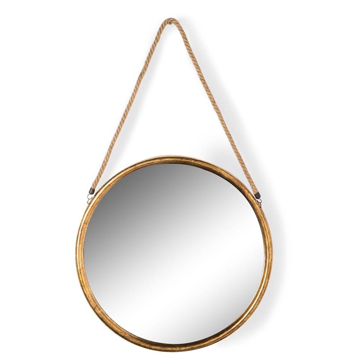 Large Round Gold Metal Mirror On Hanging Rope Uk Throughout Round Metal Luxe Gold Wall Mirrors (View 4 of 15)