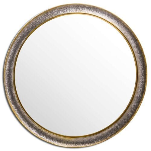 Large Round Wall Mirror With Hammered Metal Effect Frame From Ohi With Round Metal Framed Wall Mirrors (View 14 of 15)