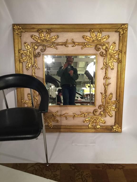 Large Square Friedman Brothers Gilt And Beveled Glass Mirror For Sale Within Gold Square Oversized Wall Mirrors (View 10 of 15)