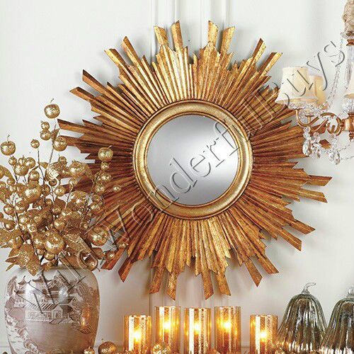 Large Sunburst Round Wall Mirror Antique Gold Starshine 35"d New Intended For Birksgate Sunburst Accent Mirrors (View 9 of 15)