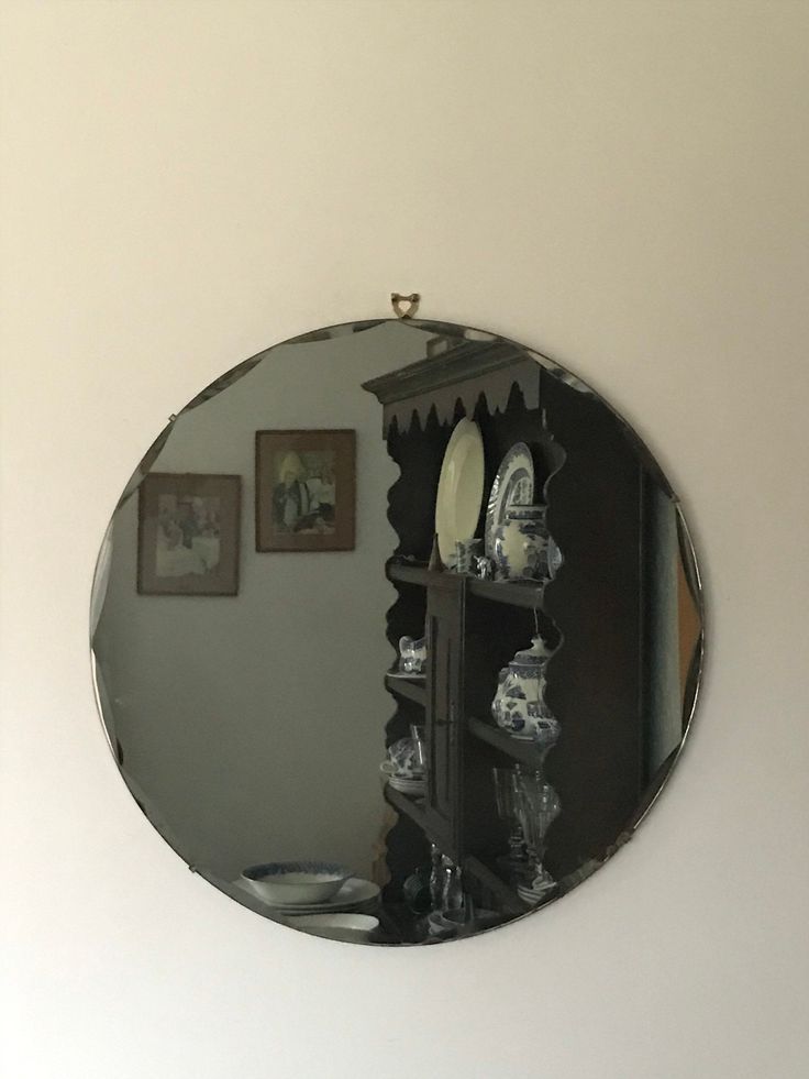 Large Vintage Circular Frameless Wall Mirror In 2020 | Mirror Wall Regarding Traditional Frameless Diamond Wall Mirrors (View 8 of 15)