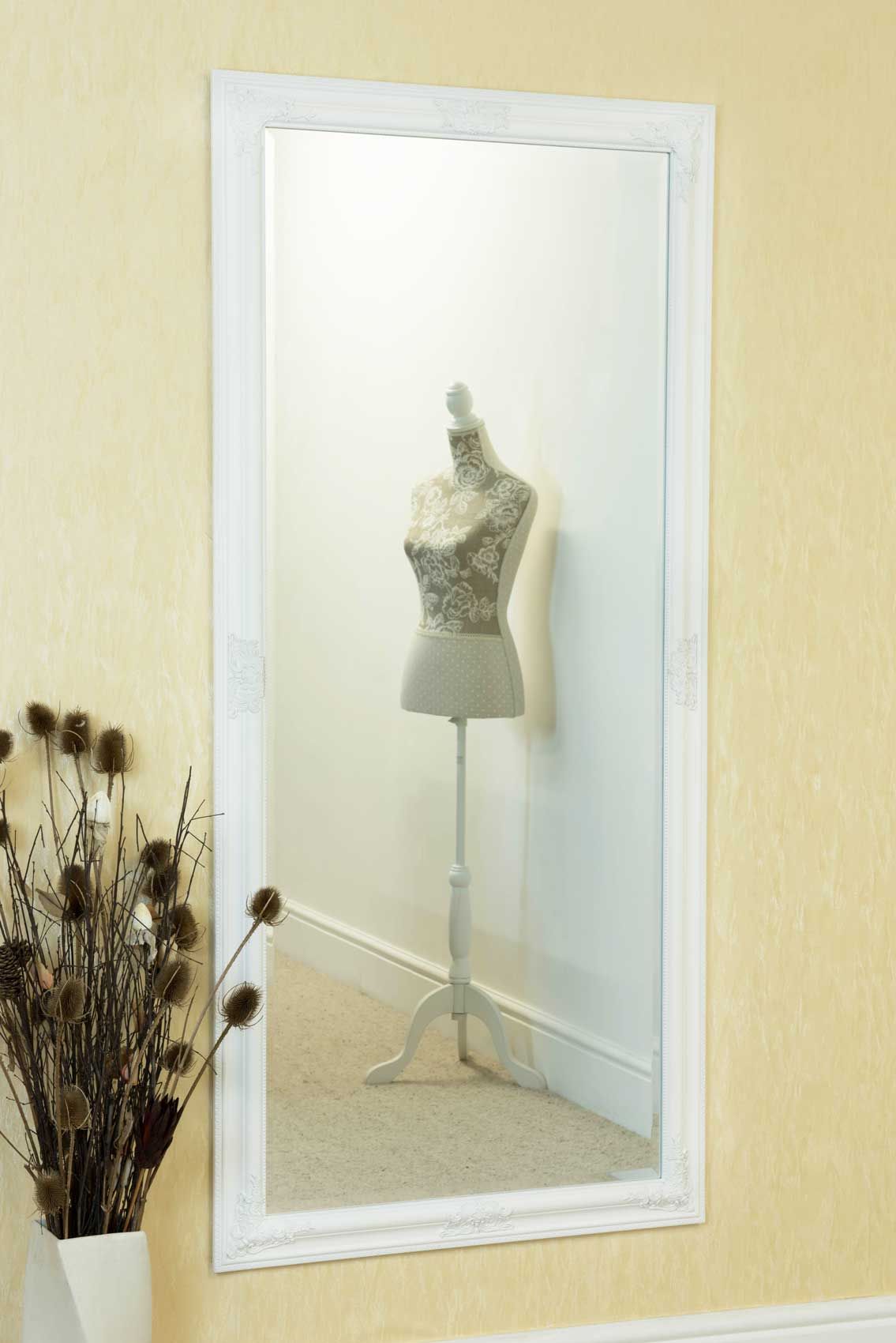 Large White Full Length Wall Mounted Mirror 5ft3 X 2ft5 160cm X 73cm | Ebay For White Wall Mirrors (View 14 of 15)