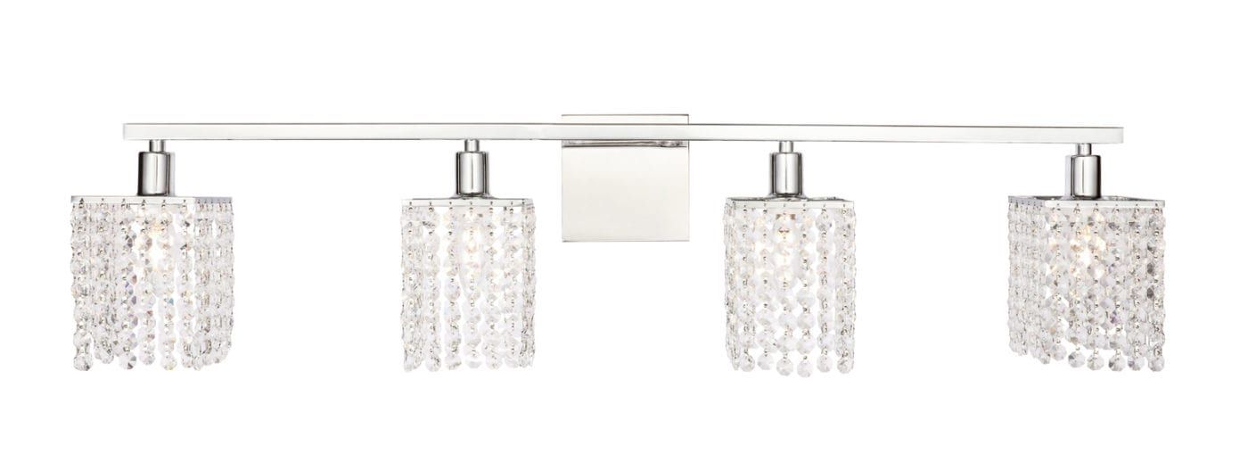 Ld7013c Phineas 4 Light Chrome And Clear Wall Lamp – Luchy Amor Furniture In Phineas Wall Mirrors (View 4 of 15)