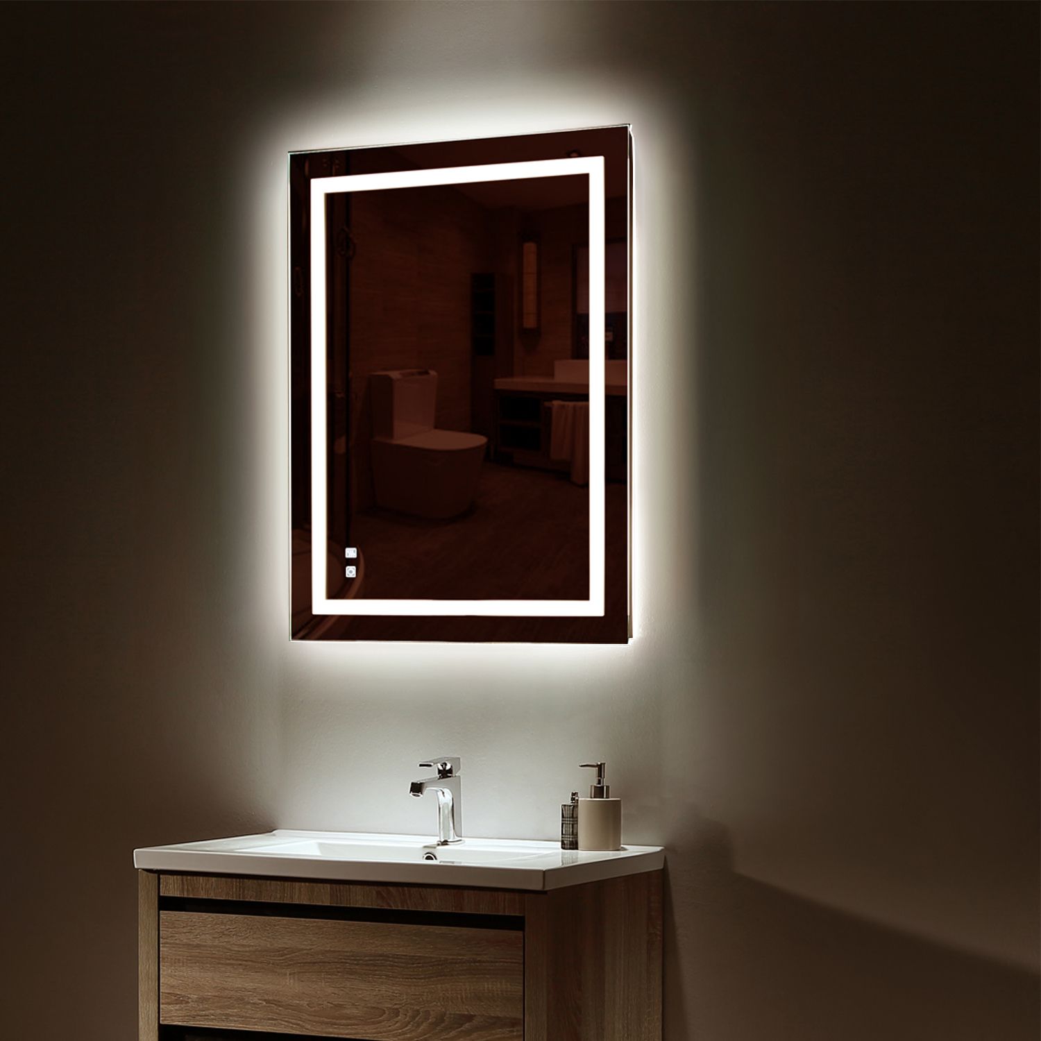 Led Bathroom Mirror, 28 X 36 Inch, Anti Fog, Dimmable, Touch Button In Mexborough Bathroom/vanity Mirrors (View 2 of 14)