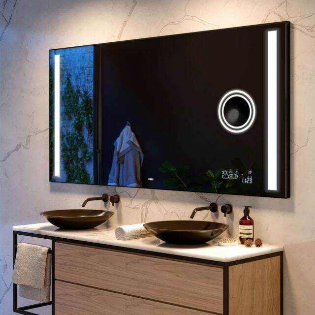 Led Illuminated Bathroom Mirror With Back Cover | Bluetooth | Make Up With Regard To Back Lit Freestanding Led Floor Mirrors (View 5 of 15)