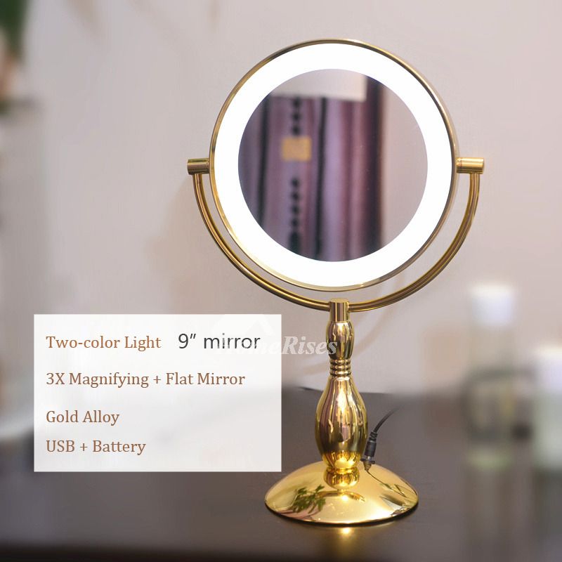 Led Light Makeup Mirror 3x Adjustable Double Sided Gold/silver Inside Single Sided Chrome Makeup Stand Mirrors (View 15 of 15)