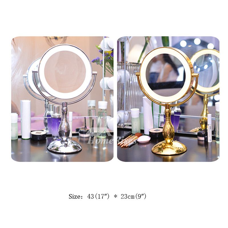 Led Light Makeup Mirror 3x Adjustable Double Sided Gold/silver Pertaining To Gold Led Wall Mirrors (View 11 of 15)