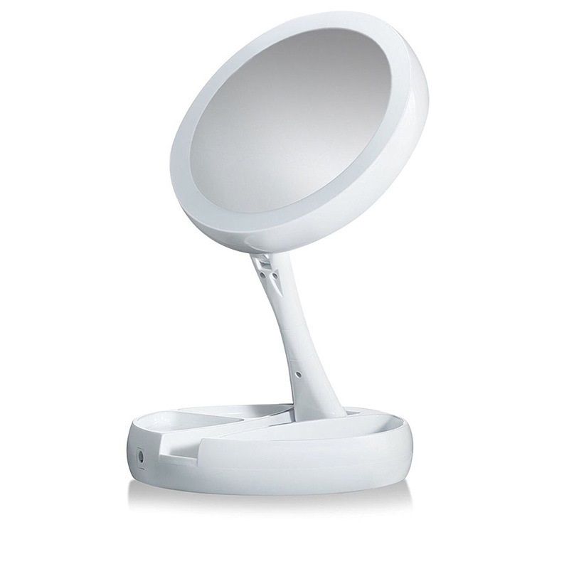 Led Makeup Mirror Collapsible 21 Bright Led Lights Mirror Diameter:17 Pertaining To Led Lighted Makeup Mirrors (View 2 of 15)