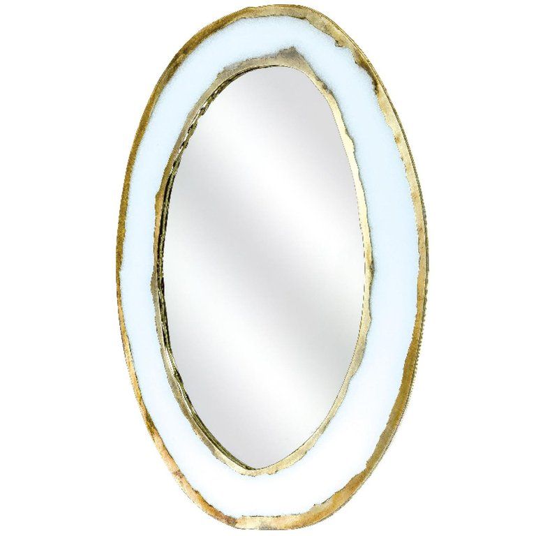 "life" Contemporary Mirror, Central Mirror, White Silvered Glass Ring With Regard To Ring Shield Gold Leaf Wall Mirrors (View 15 of 15)