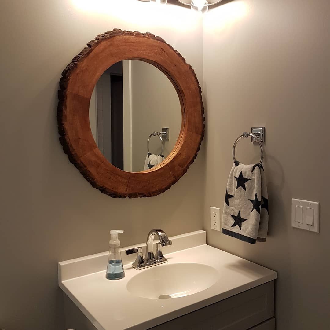 Live Edge Wood Mirror! | Wood Mirror Bathroom, Round Mirror Bathroom Throughout Natural Wood Grain Vanity Mirrors (View 11 of 15)