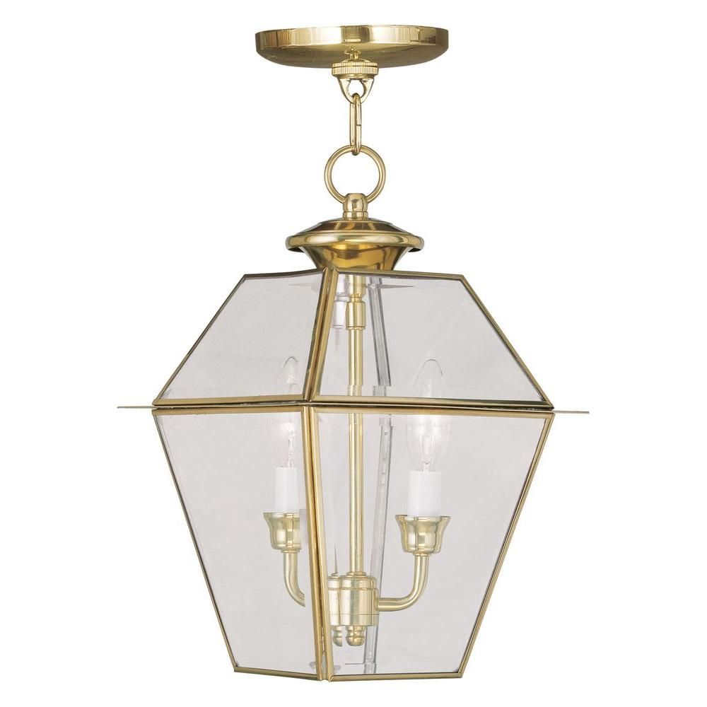 Livex Lighting Providence 2 Light Polished Brass Outdoor Incandescent Regarding Ceiling Hung Polished Brass Mirrors (View 1 of 15)
