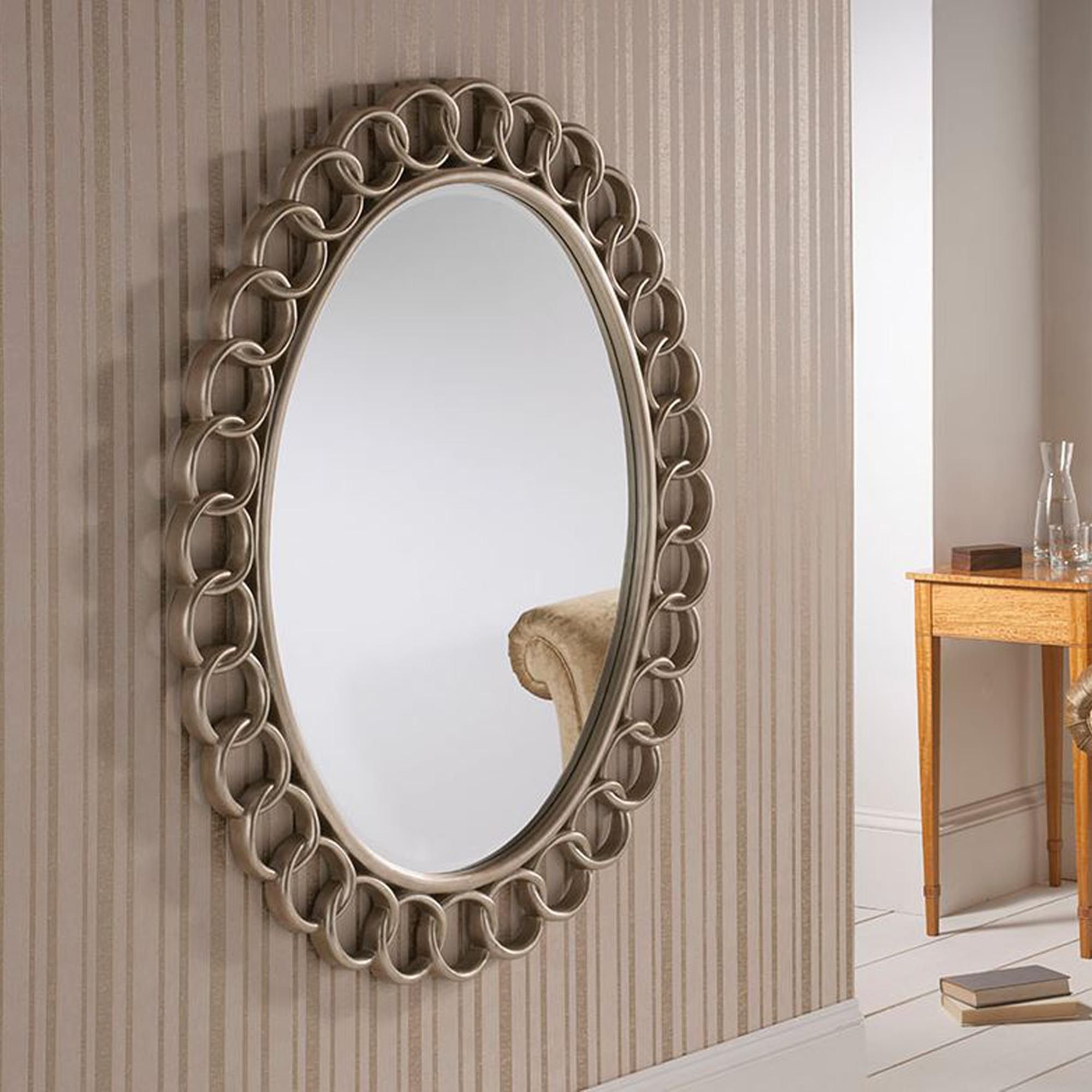 Loop Link Contemporary Silver Wall Mirror | Homesdirect365 For Wall Mirrors (View 11 of 15)