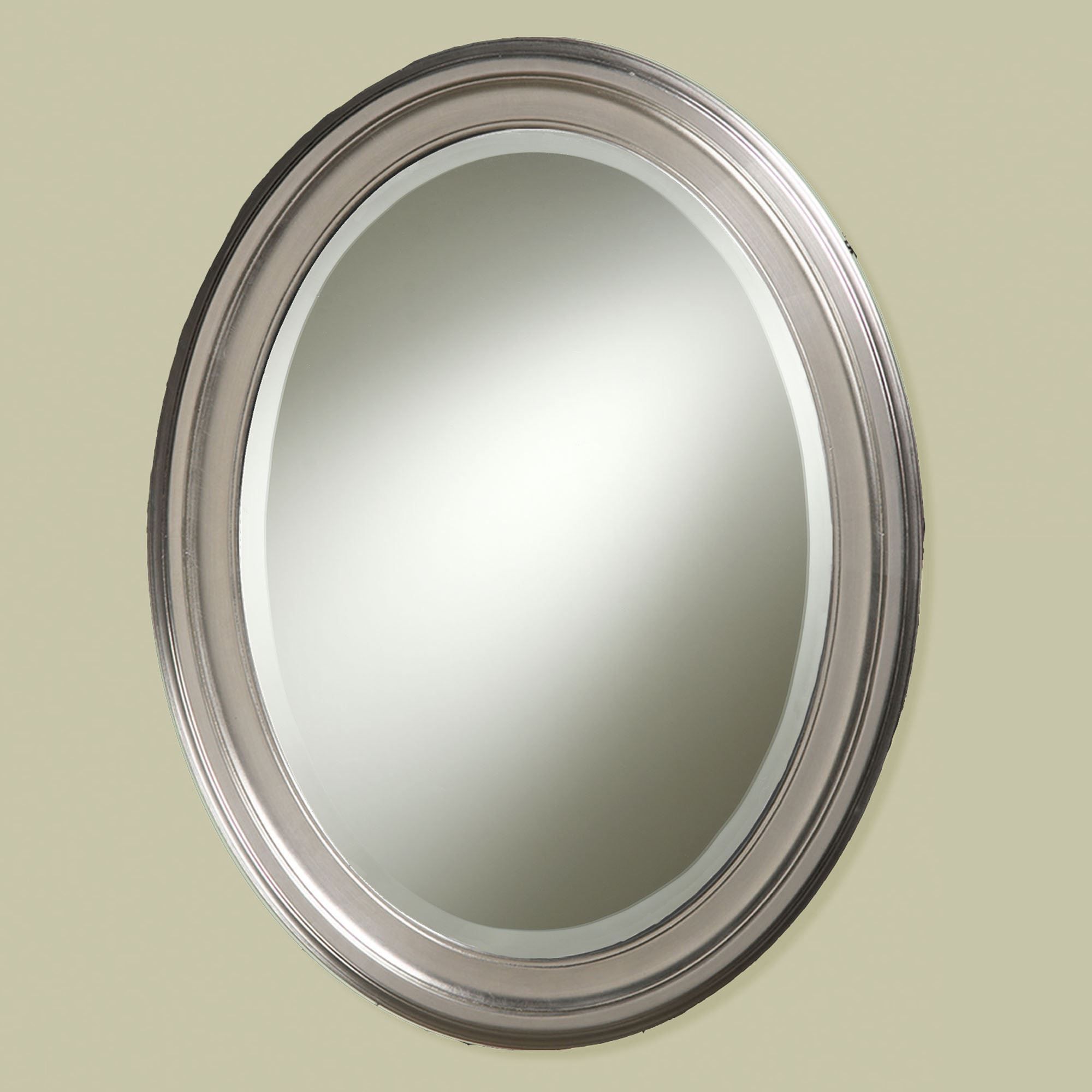 Loree Brushed Nickel Finish Oval Wall Mirror From Howard Elliott In Oxidized Nickel Wall Mirrors (View 8 of 15)