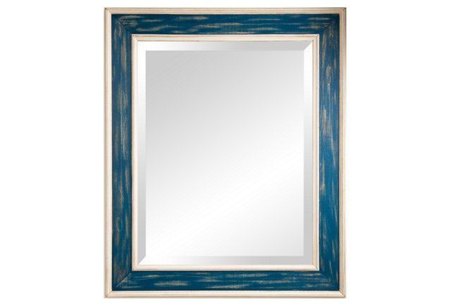Loren Wall Mirror, Blue | Blue Wall Mirrors, Wooden Mirror, Mirror Wall Throughout Blue Wall Mirrors (View 15 of 15)