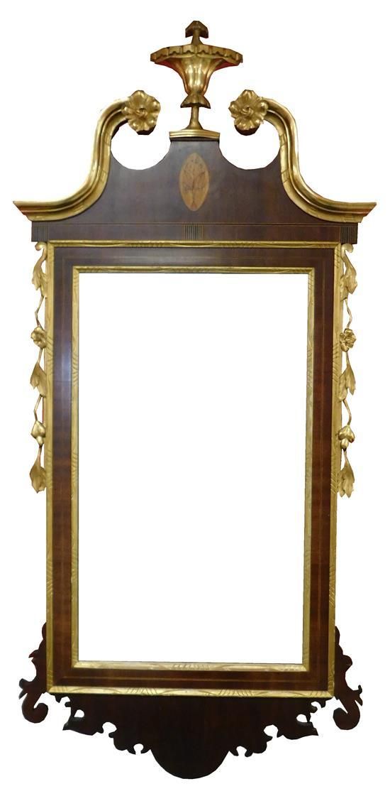 Lot – Chippendale Style Wall Mirror, Gilt Urn Finial, Mahogany With With Regard To Mahogany Accent Wall Mirrors (View 7 of 15)