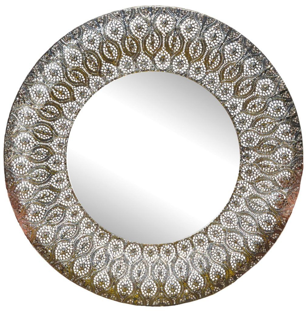 Lulu Decor Decorative Silver Metal Wall Mirror Round Decorative Mirrors Intended For Metallic Silver Framed Wall Mirrors (View 1 of 15)