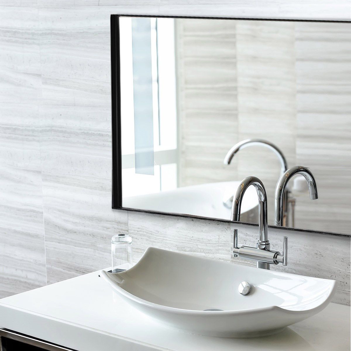 Luxe Thin Black Metal Frame Bathroom Mirror – 120cm X 80cm Regarding Mexborough Bathroom/vanity Mirrors (View 10 of 14)