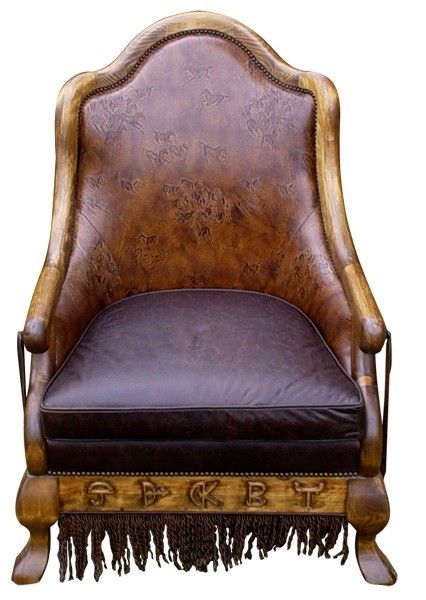 Luxe Western Styled Armchair With Ottoman From Our Handcrafted Wild Within Glynis Wild West Accent Mirrors (View 2 of 15)