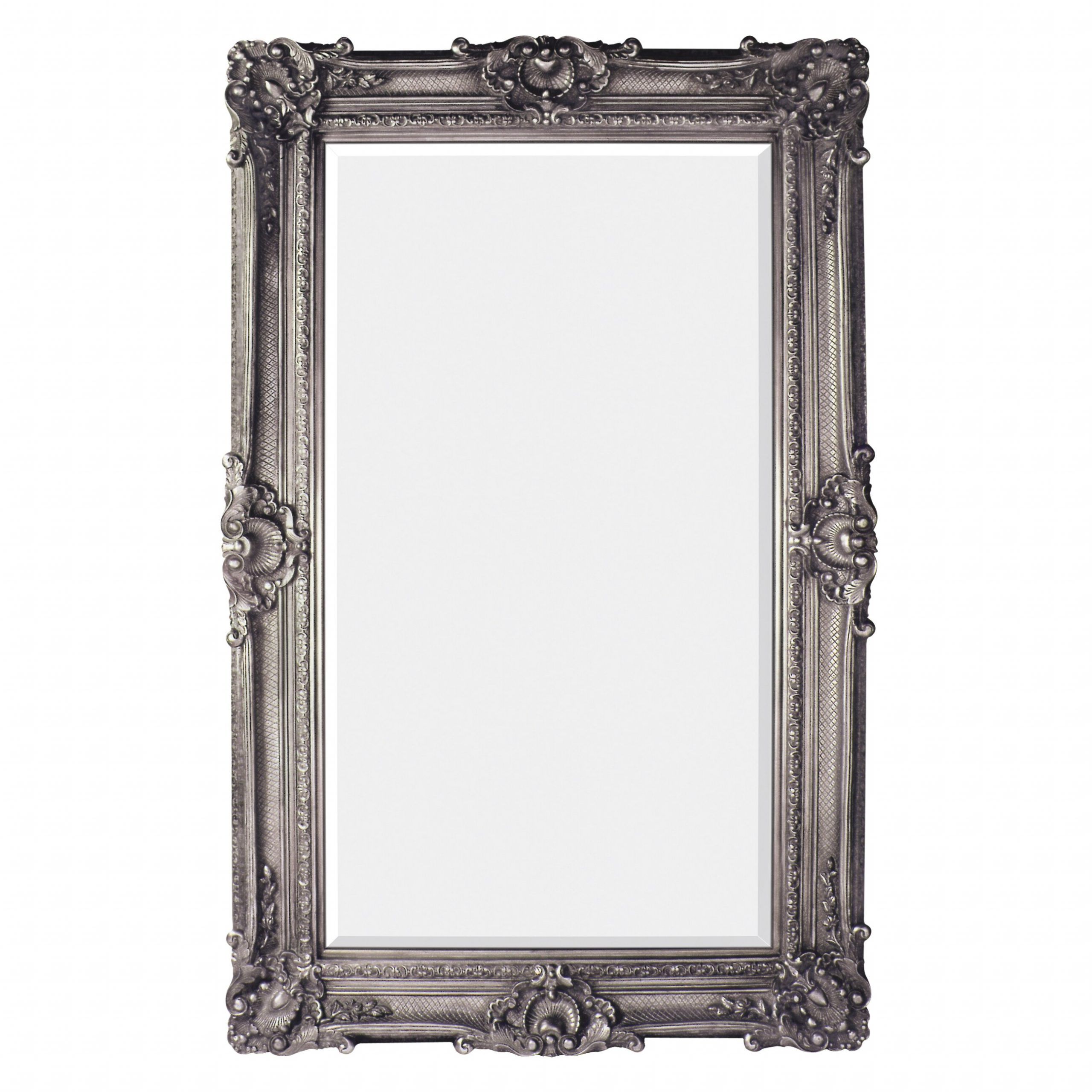 Majestic Mirror Antique Silver Leaf Finish Traditional Framed Beveled For Metallic Gold Leaf Wall Mirrors (View 7 of 15)
