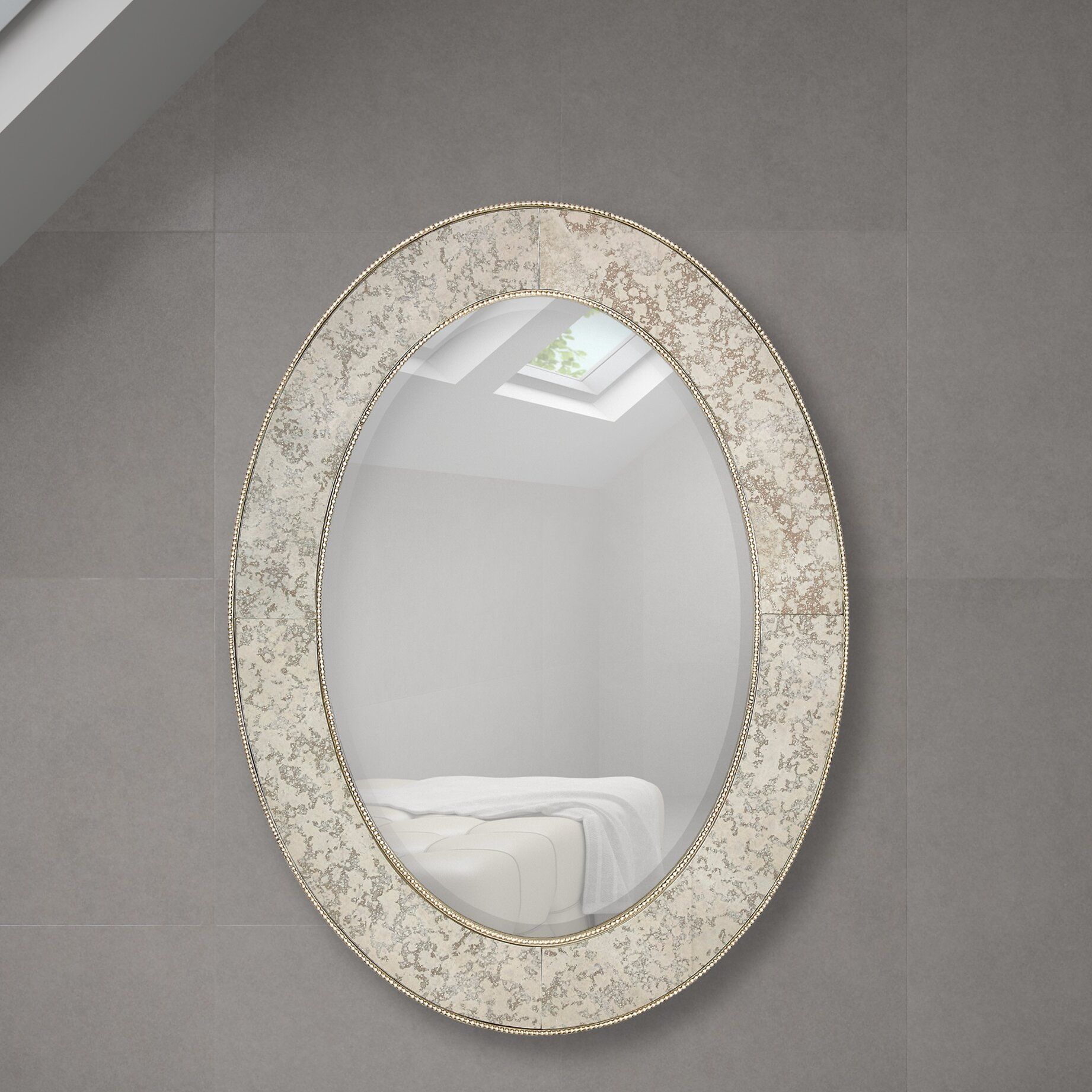 Majestic Mirror Classy Oval Shape Framed Beveled Glass Wall Mirror Throughout Black Oval Cut Wall Mirrors (View 4 of 15)