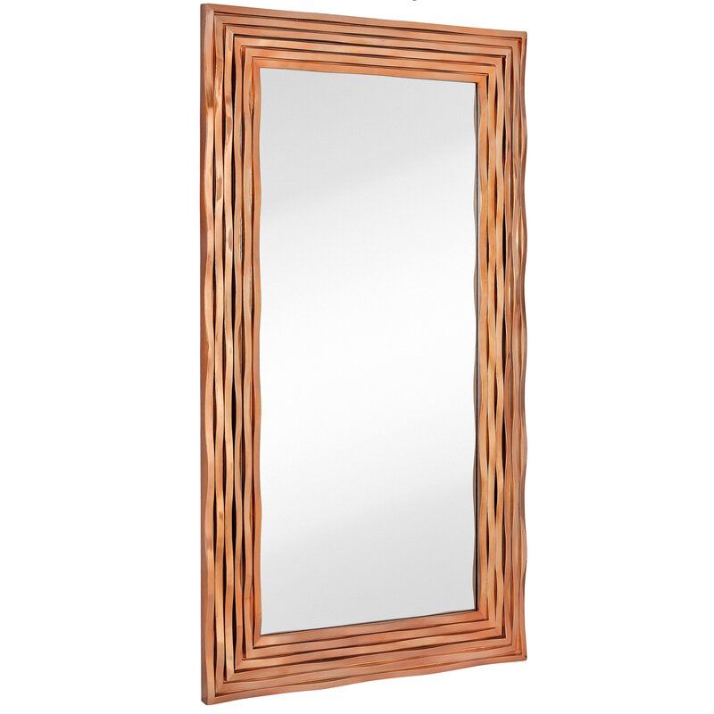 Majestic Mirror Large Rectangular Contemporary Wavy Polished Rose Gold Throughout Brushed Gold Rectangular Framed Wall Mirrors (View 11 of 15)