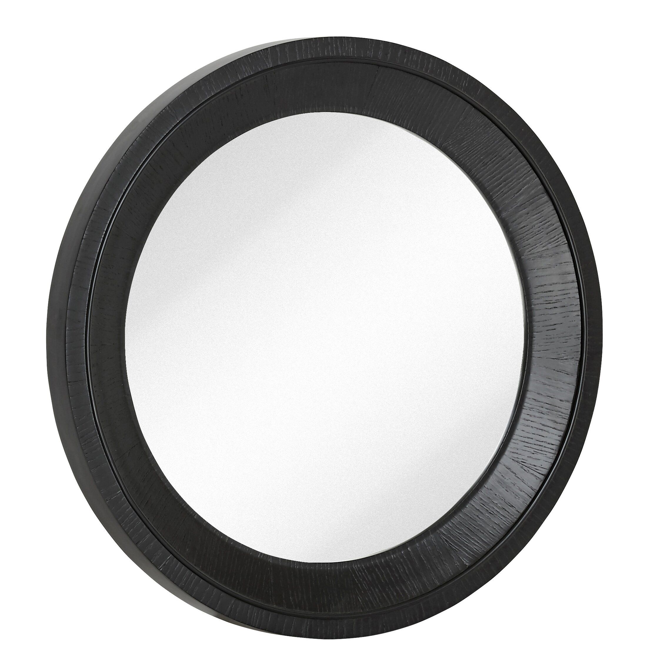 Majestic Mirror Round Black With Natural Wood Grain Circular Glass With Regard To Black Round Wall Mirrors (View 3 of 15)