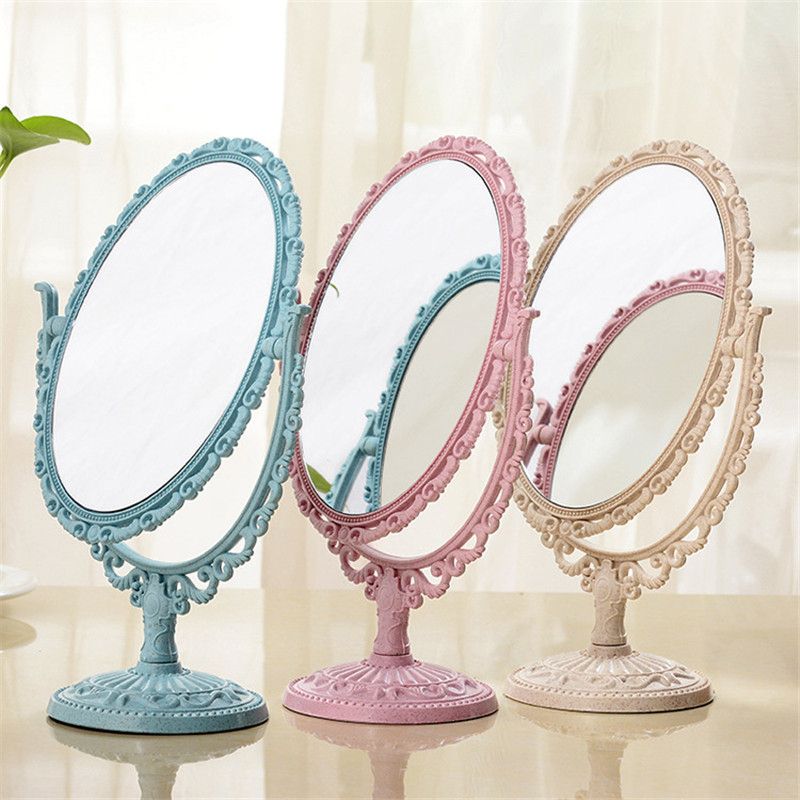 Makeup Mirror Oval Shape Rotatable Stand Table Compact Mirror Plastic With Sunburst Standing Makeup Mirrors (View 15 of 15)