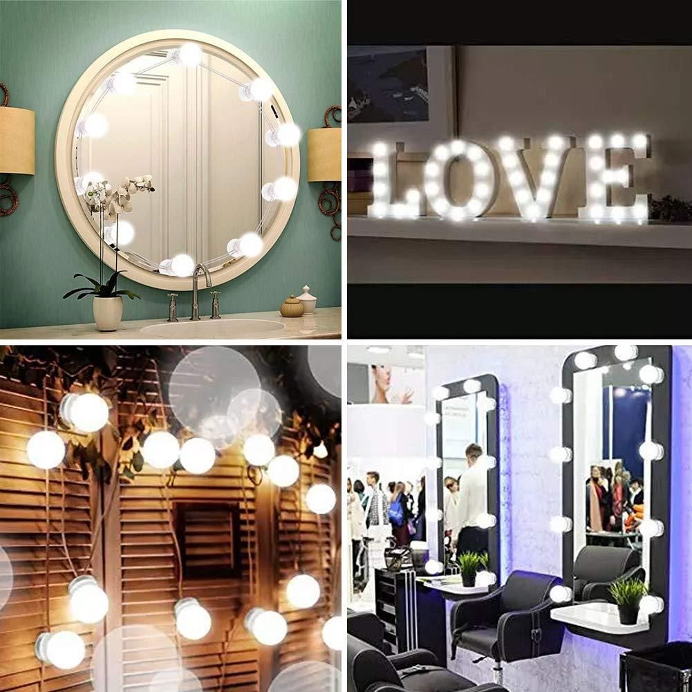 Makeup Mirror Vanity 10 Led Light Bulbs Lamp Kit 3 Levels Adjustable Intended For Led Lighted Makeup Mirrors (View 8 of 15)
