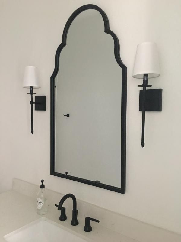 Maria Metal Black Arch Wall Mirror | Kirklands | Bathroom Mirror Frame With Black Metal Wall Mirrors (View 15 of 15)