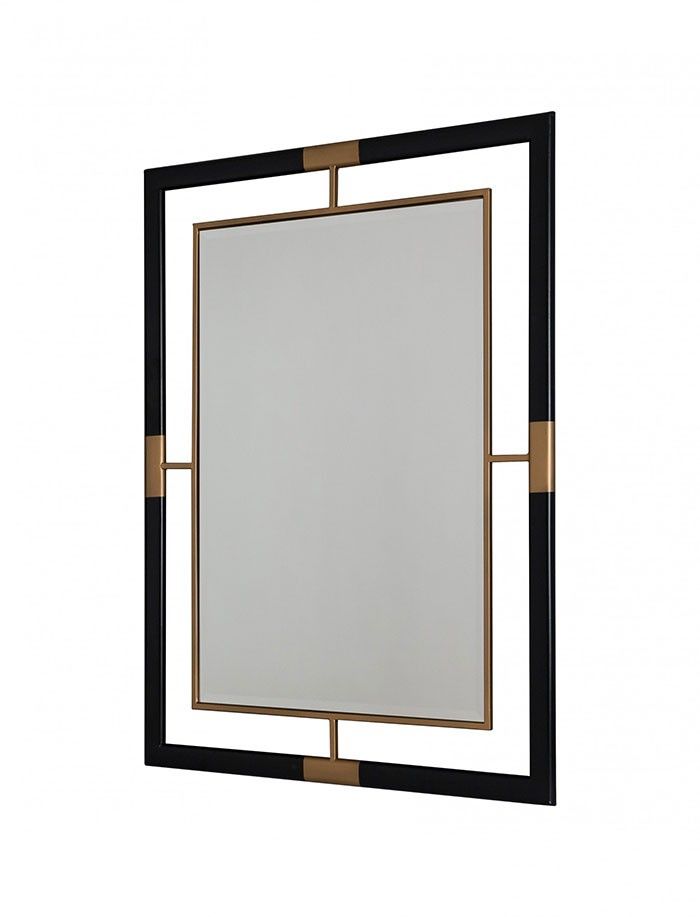 Marion Rectangular Wall Mirror With Metal Frame In Black And Gold For Brushed Gold Rectangular Framed Wall Mirrors (View 4 of 15)