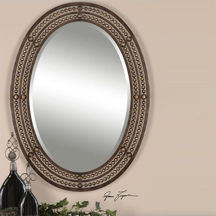 Matney Mirror In Distressed Oil Rubbed Bronze – 13716 | Mirror Wall In Oil Rubbed Bronze Finish Oval Wall Mirrors (View 2 of 15)